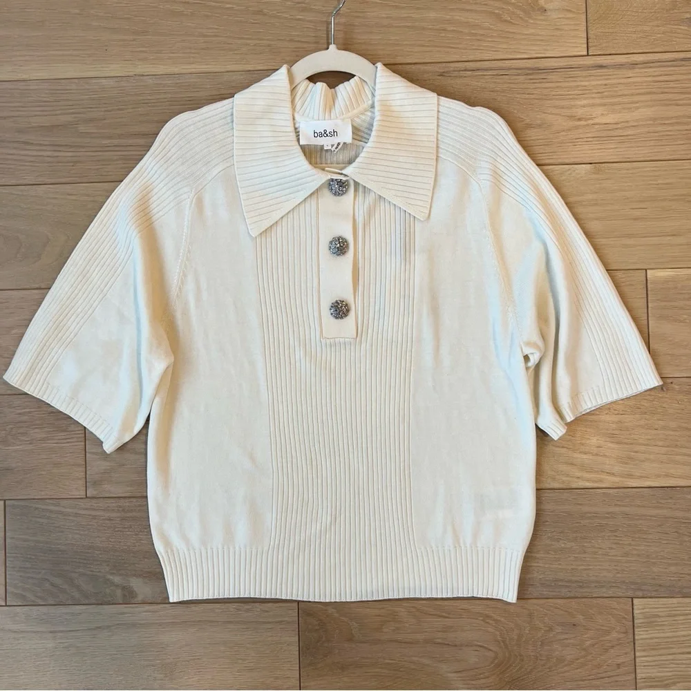 ba&sh White Ribbed Knit Top - Picture 2 of 8